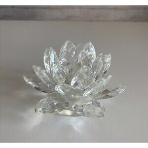 Shannon Crystal Lotus Flower Single Taper Candle Holder